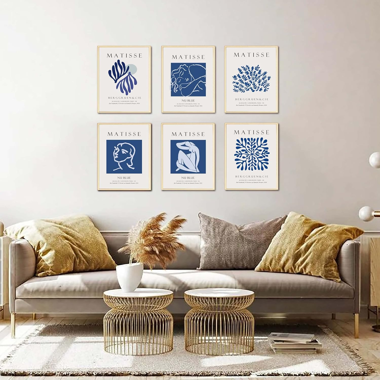 Okonz Blue Matisse Posters for Room Aesthetic,Matisse Wall Art Exhibition Poster & Prints, Abstract Art Prints Set of 6（8X10Inch Unframed) Style (5) image number 1