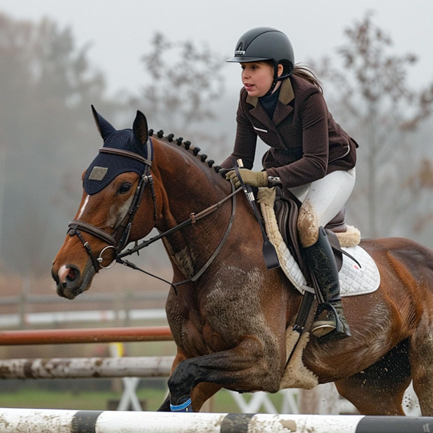 Mini Horse Riding Crop 33Cm &ndash; Lightweight Hobby Horse Accessory with Anti-Slip Grip &ndash; Durable PU Leather Hose Whip Crop for Kids & Horseplay Training(Black) image number 6