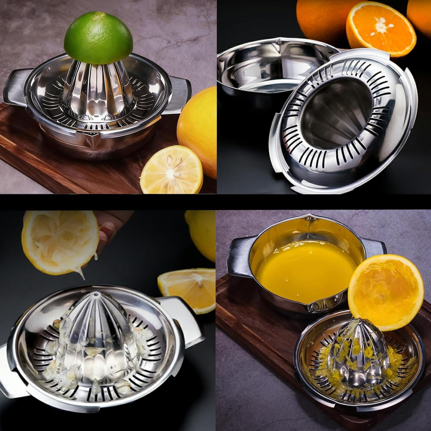 EP Leben 304 Stainless Hand Juicer Rotation Press with Strainer＆10Oz Bowl, 2 Pour Spouts, Citrus Lemon Orange Grapefruit Juicer Manual Squeezer, Easy to Clean, Dishwasher Safe image number 5