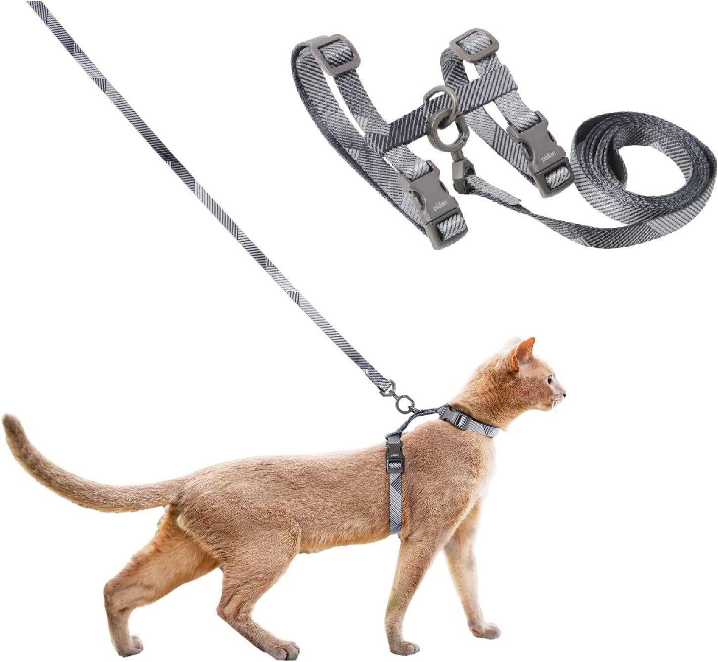 Pidan Cat Harness and Leash, Escape Proof Adjustable Cat Harness for Large and Small Cats, Lightweight Soft for Travel, Pet Safe, Grey
