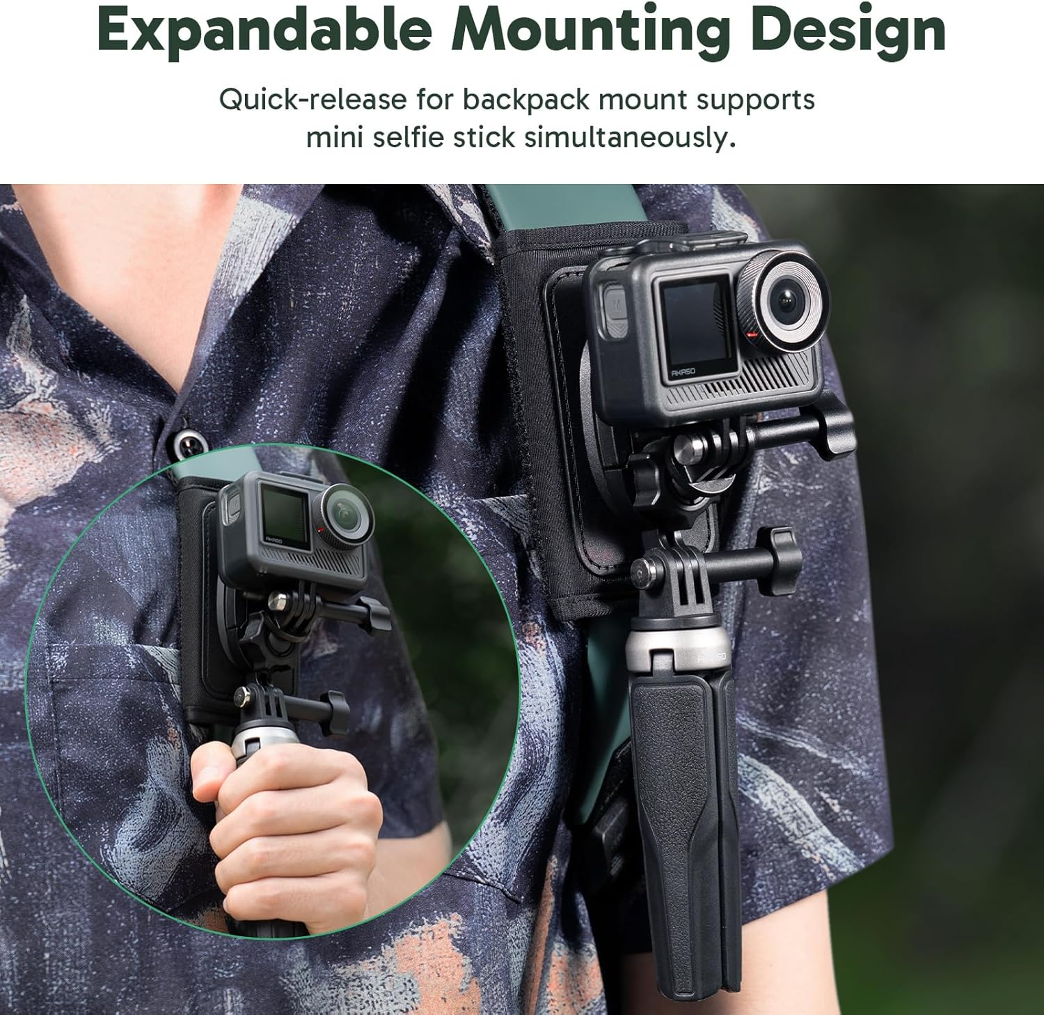 AKASO Backpack Mount Shoulder Strap Clip Holder Compatible with Gopro Hero 13 12 11 10 9 8 Insta360 X5 X4 X3 GO3 Ace Pro DJI Osmo Action Pocket 3 Bike Motorcycle Accessory image number 4