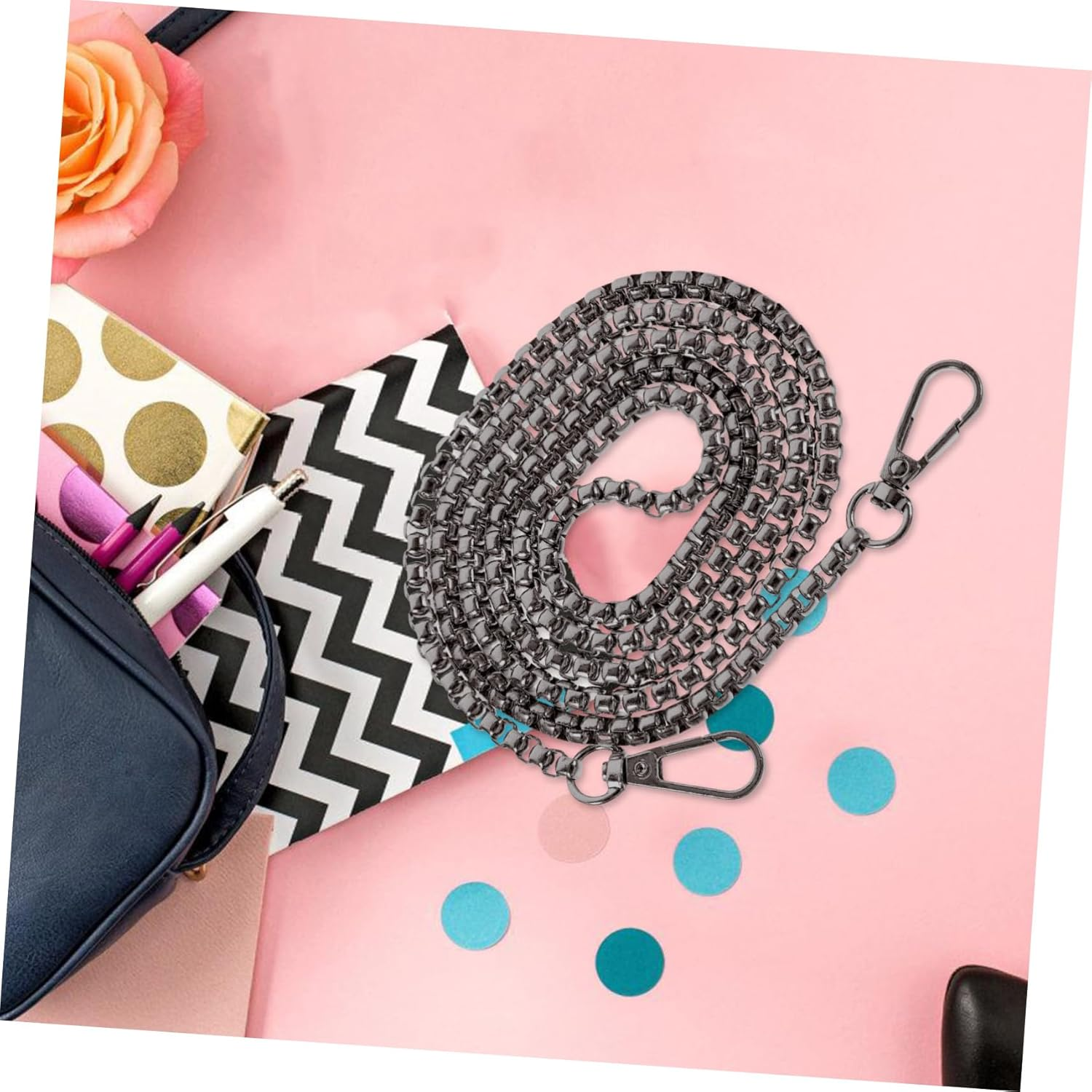 Removable Metal Purse Chain for DIY Handbag Replacement Shoulder Bag Strap Stylish Bag Decoration for Women Present Occasion - Silver image number 6