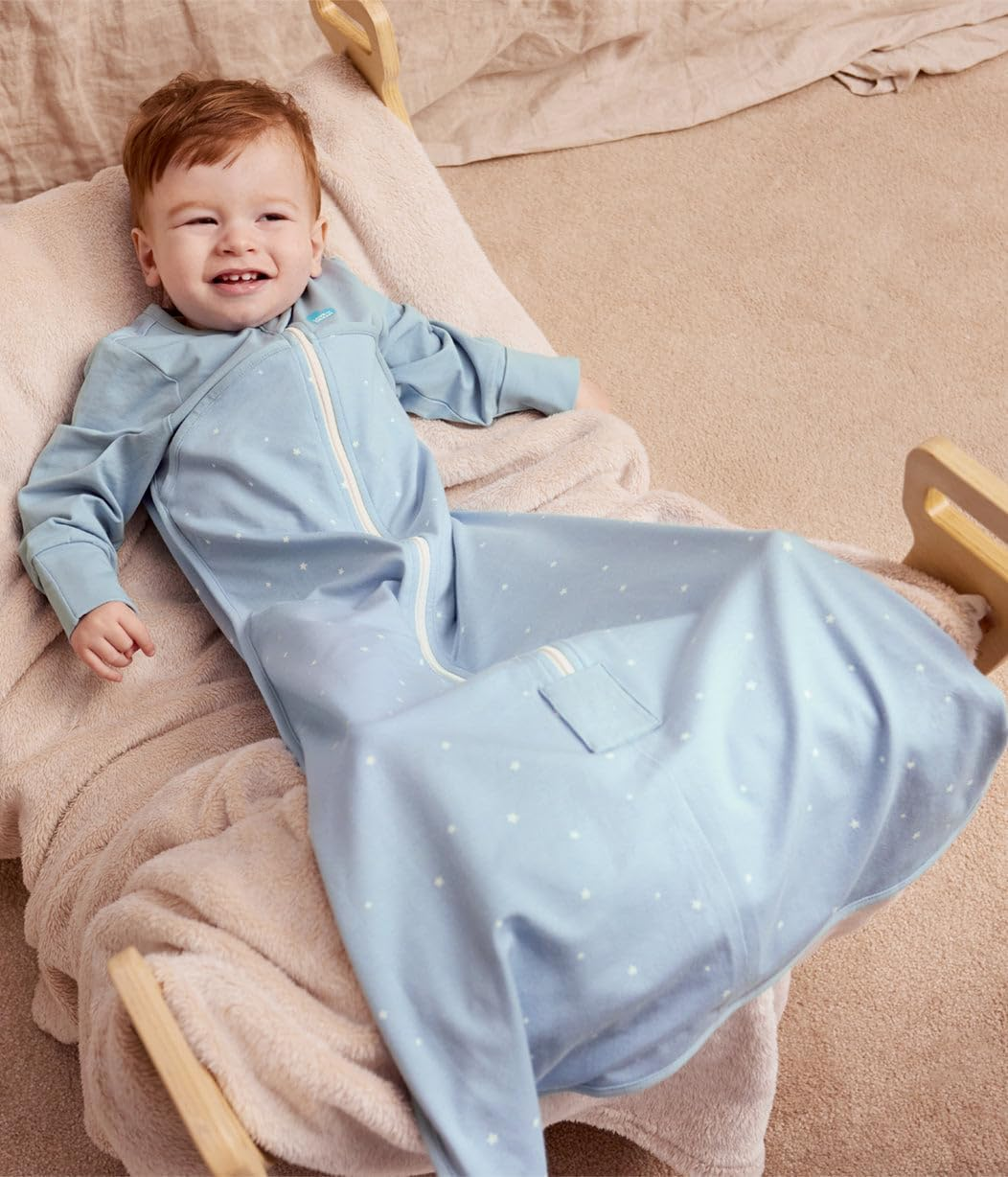 Love to Dream Cotton Long Sleeve Sleep Bag - Light, Wearable Blanket and Ultra Breathable, Sleep and Play - 1.0 TOG - (20-24&deg;C) Ideal for Moderate Temparature (Twinkle Podwer Blue, 6-18M) image number 3