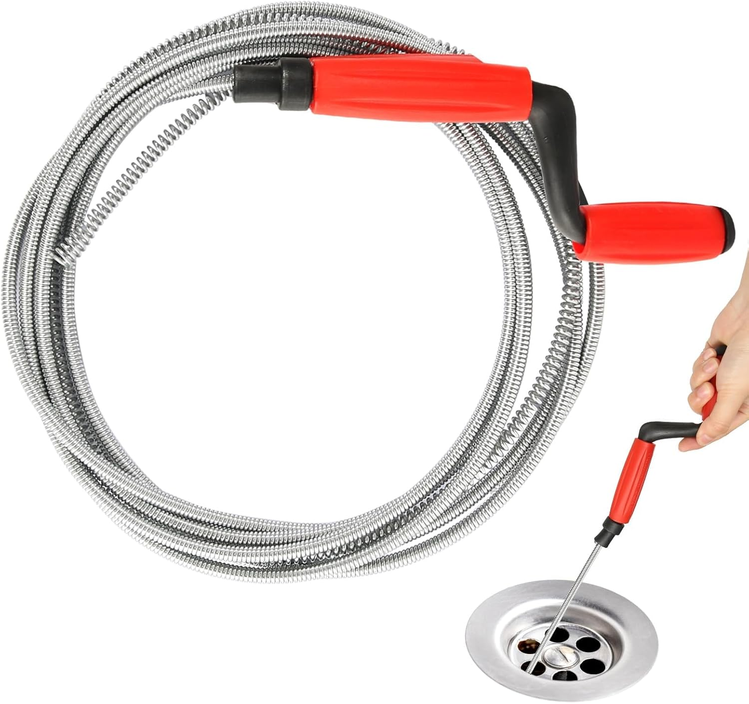 Oneroomone Pipe Cleaning Spiral Drain Cleaner 5 M X 6 Mm Spiral Drain Pipe Cleaning Universal Spiral Drain Spiral Pipe Cleaner Spiral for Stubborn Blockages image number 1