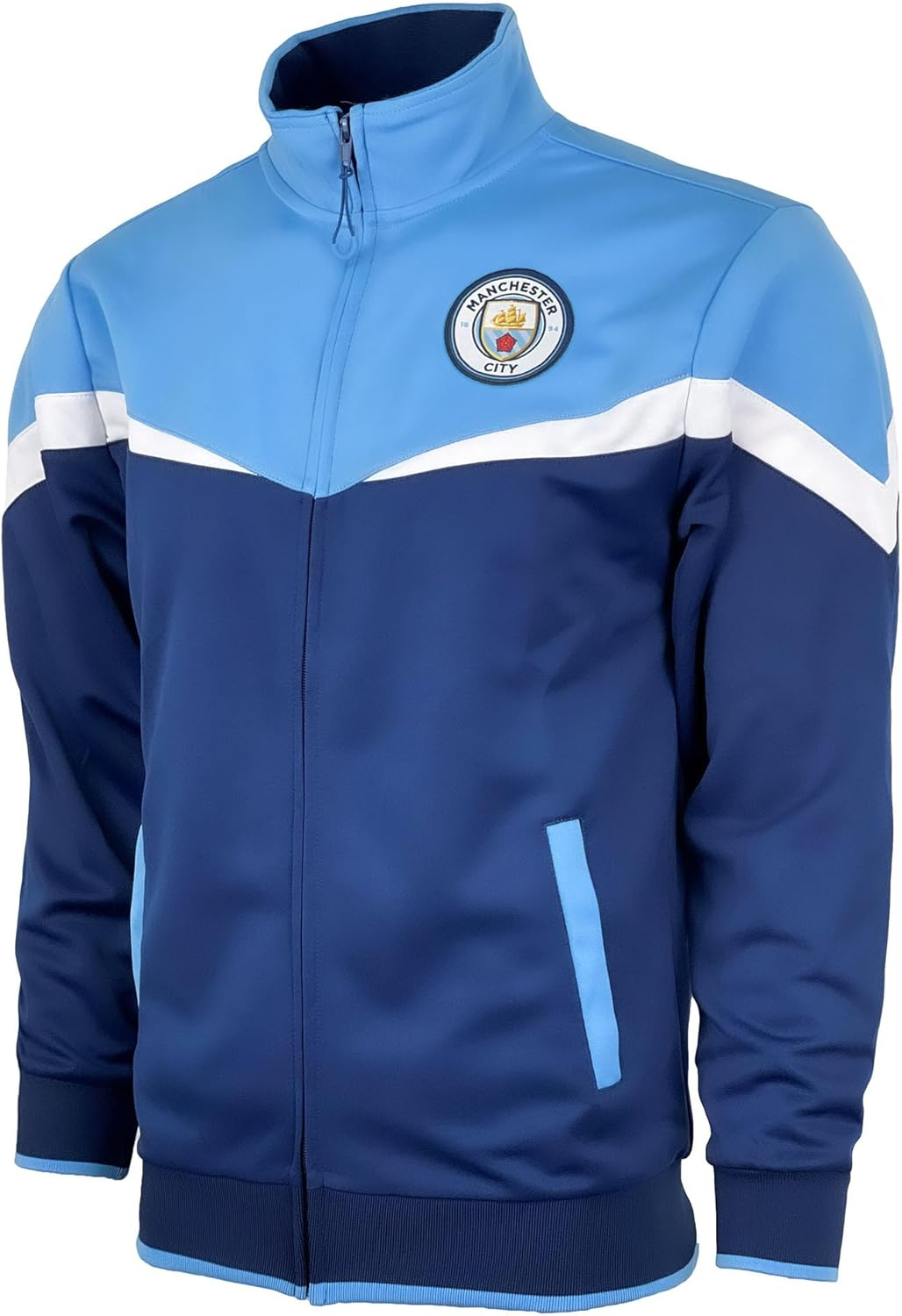 Boy'S Manchester City Jacket with Zipper Pockets, Licensed M. City Performance Track Jacket for Kids image number 5