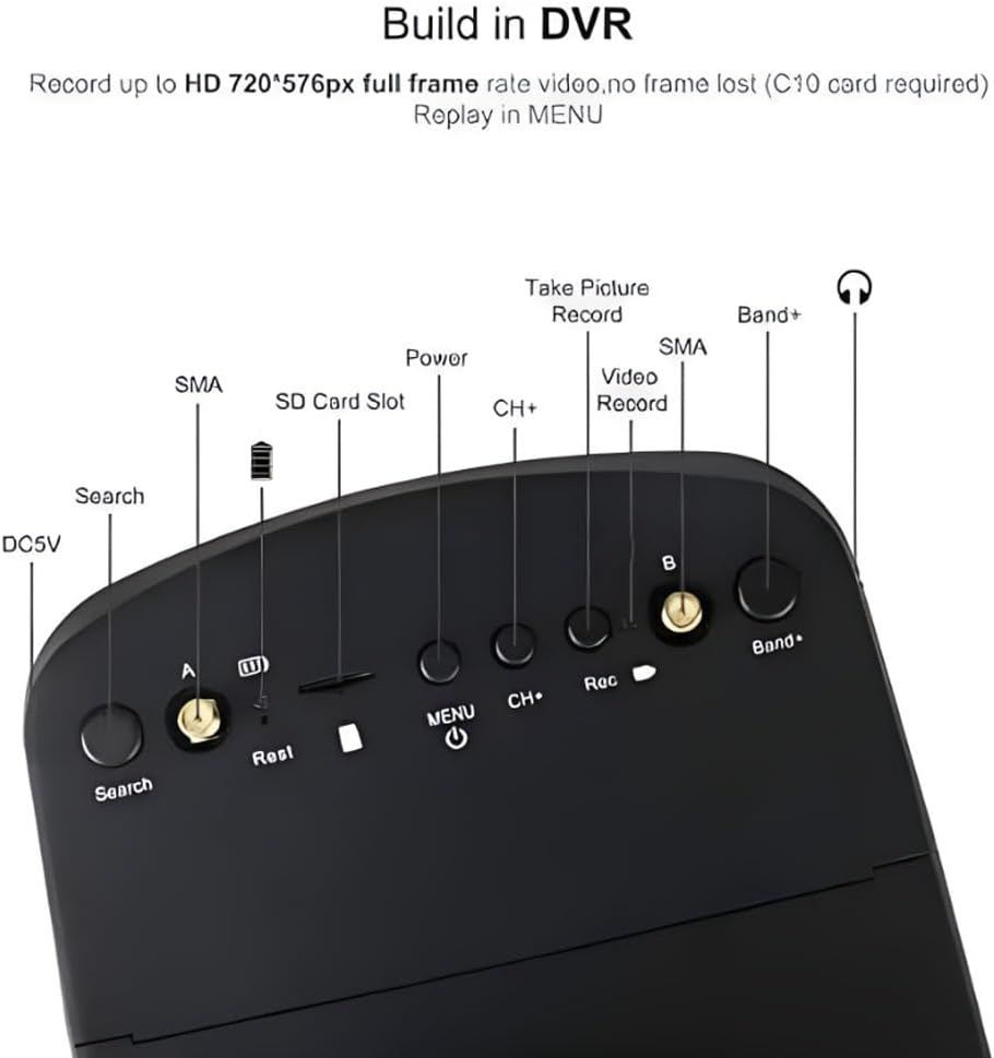 Sologood EV800D FPV Goggles with DVR 5.8G 40CH 5 Inch 800X480 Diversity Video Headset Built in 3.7V 2000Mah Battery