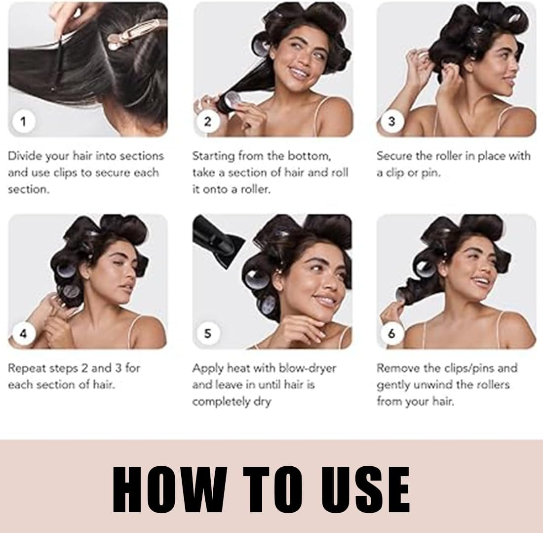 XUZOPIM 8 X Magic Hair Curlers 60Mm DIY Curling Tool Rollers - Available in Large, Medium and Small Sizes for Long, Mid-Long, Short, Thick and Thin Hair image number 4