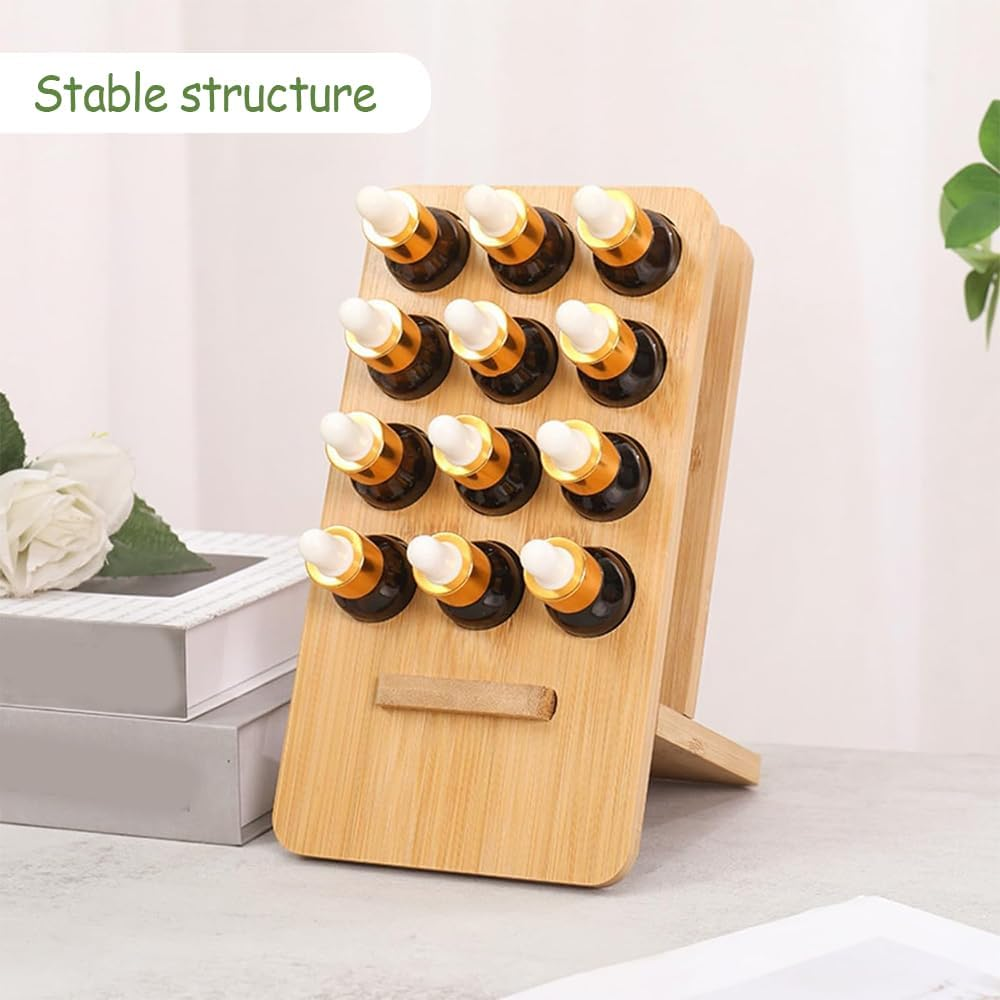 Essential Oil Stand Set of 2,12-Compartment Wooden Essential Oil Storage Rack,With Stable Design,Aromatherapy Display Storage Rack,For Lipsticks,Lip Glosses,Rollerball Perfume image number 3