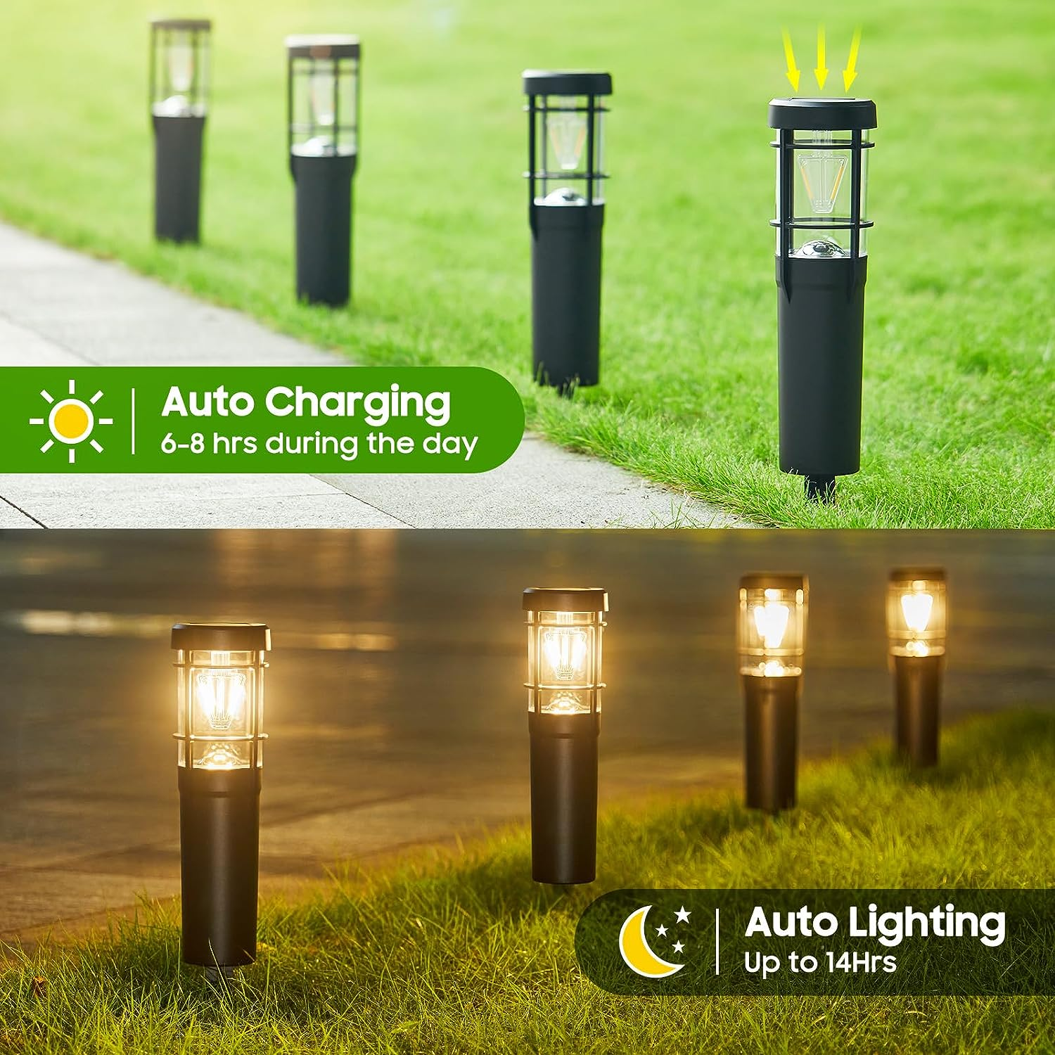 KELME Solar Pathway Lights Outdoor, 6 Pack Upgraded Solar Garden Lights, Super Bright Solar Outdoor Lights with 2 Lighting Modes, IP65 Waterproof Outdoor Solar Lights for outside Yard Path Walkway image number 5