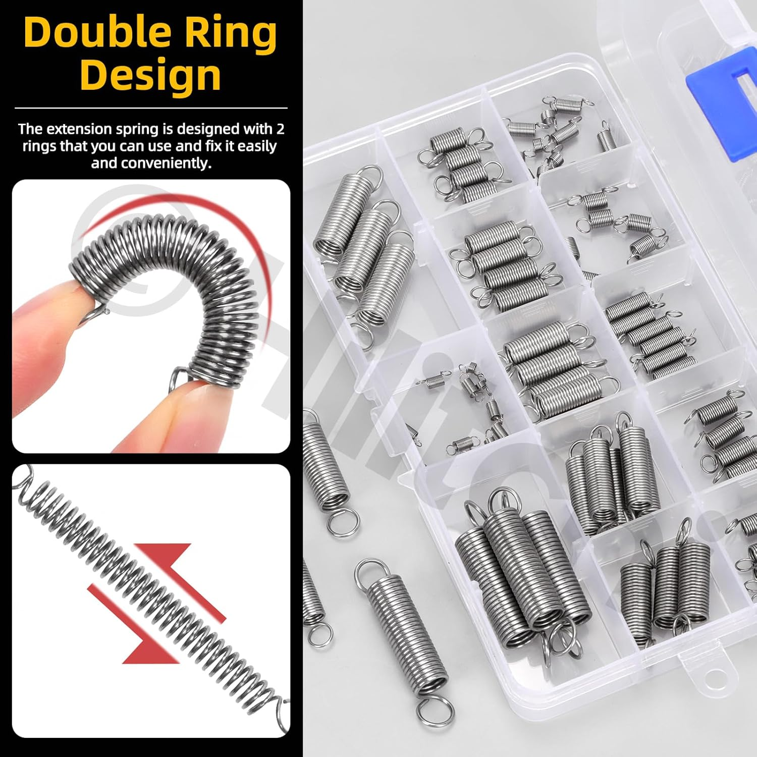 Hilitchi 96Pcs 15 Sizes Extension Spring Assortment Kit Extension Spring Stainless Steel Springs Assorted Size Small Springs Compression Tension Springs for Repairs Maintenance image number 6