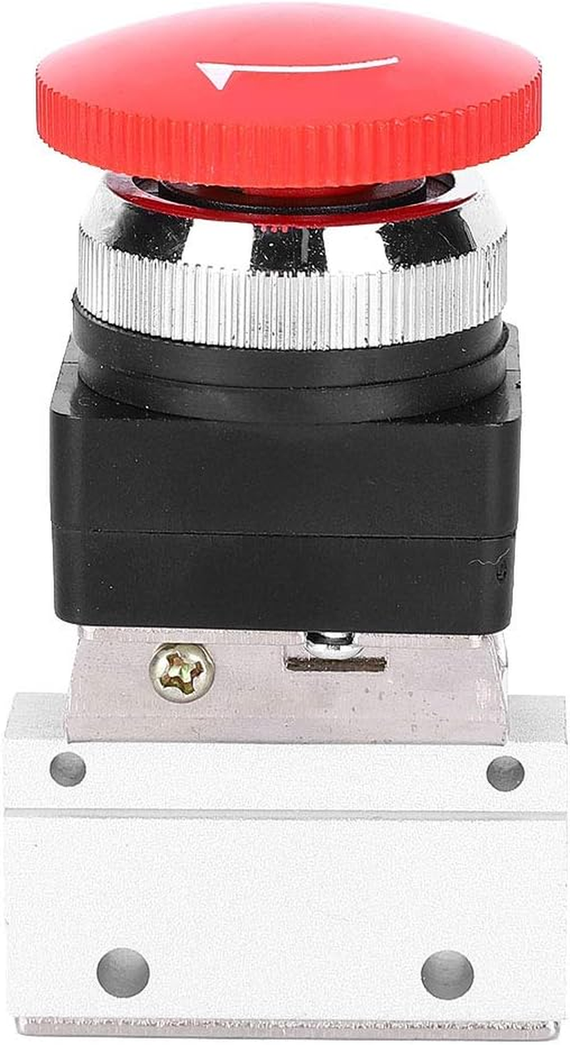 Spacnana G1/8 Pneumatic Mechanical Valve, Red Mushroom Push Button Switch, Lightweight and Durable, Aluminum Alloy Valve Body, Applicable for Mechanical Equipment, image number 3