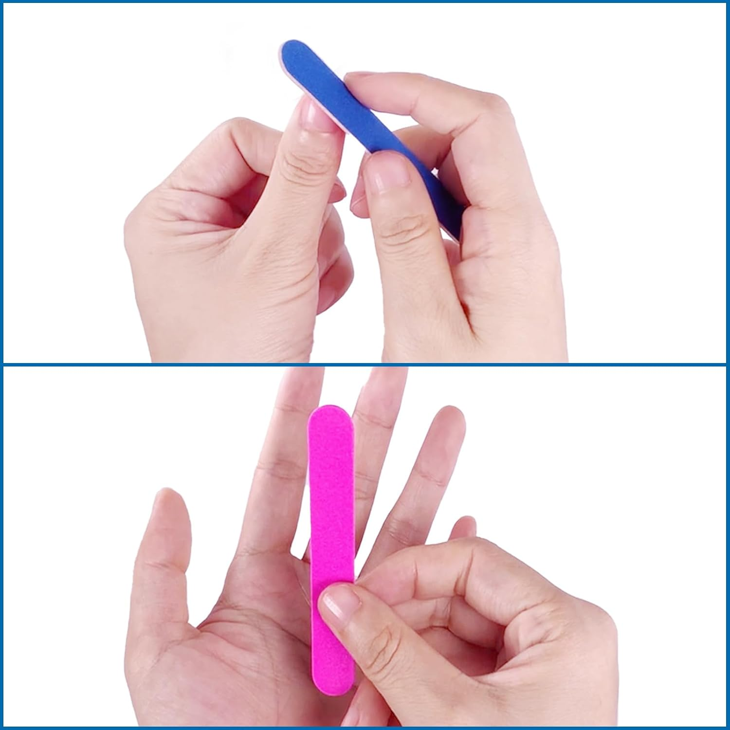 200 Pcs Emery Boards for Nails, Nail Files for Nature Nails Small Disposable Double Sided Colorful Nail File Bulk for Home Salon Travel Size Mini Manicure Kit for Men Women Kids Wood Emory Pink/Blue image number 5