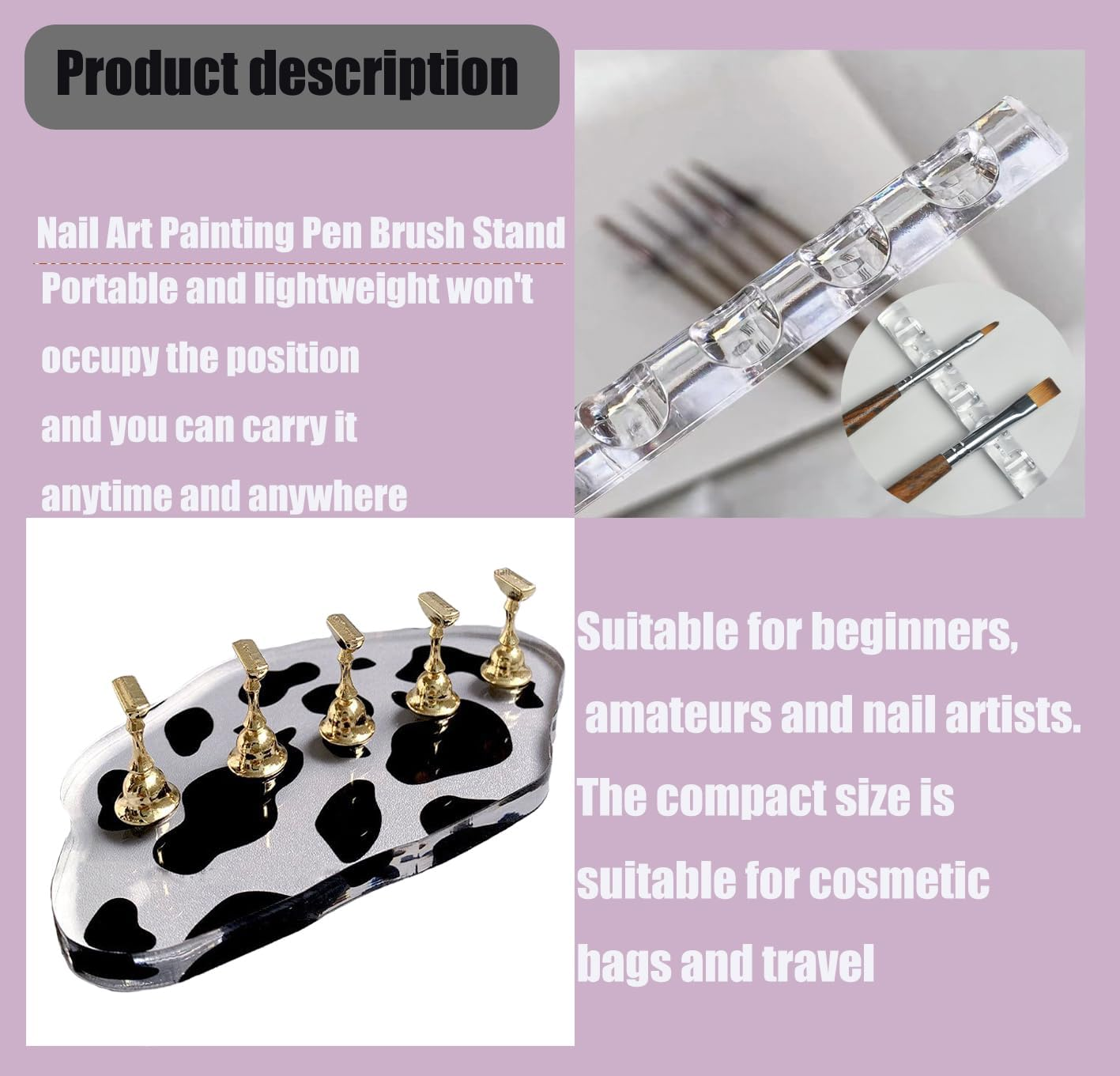 Nail Stands Nail Holder for Painting Acrylic Nail Durable Alloy Nail Display Nail Brush Nail Art Pen Holder, Nail Art Tools Package image number 1