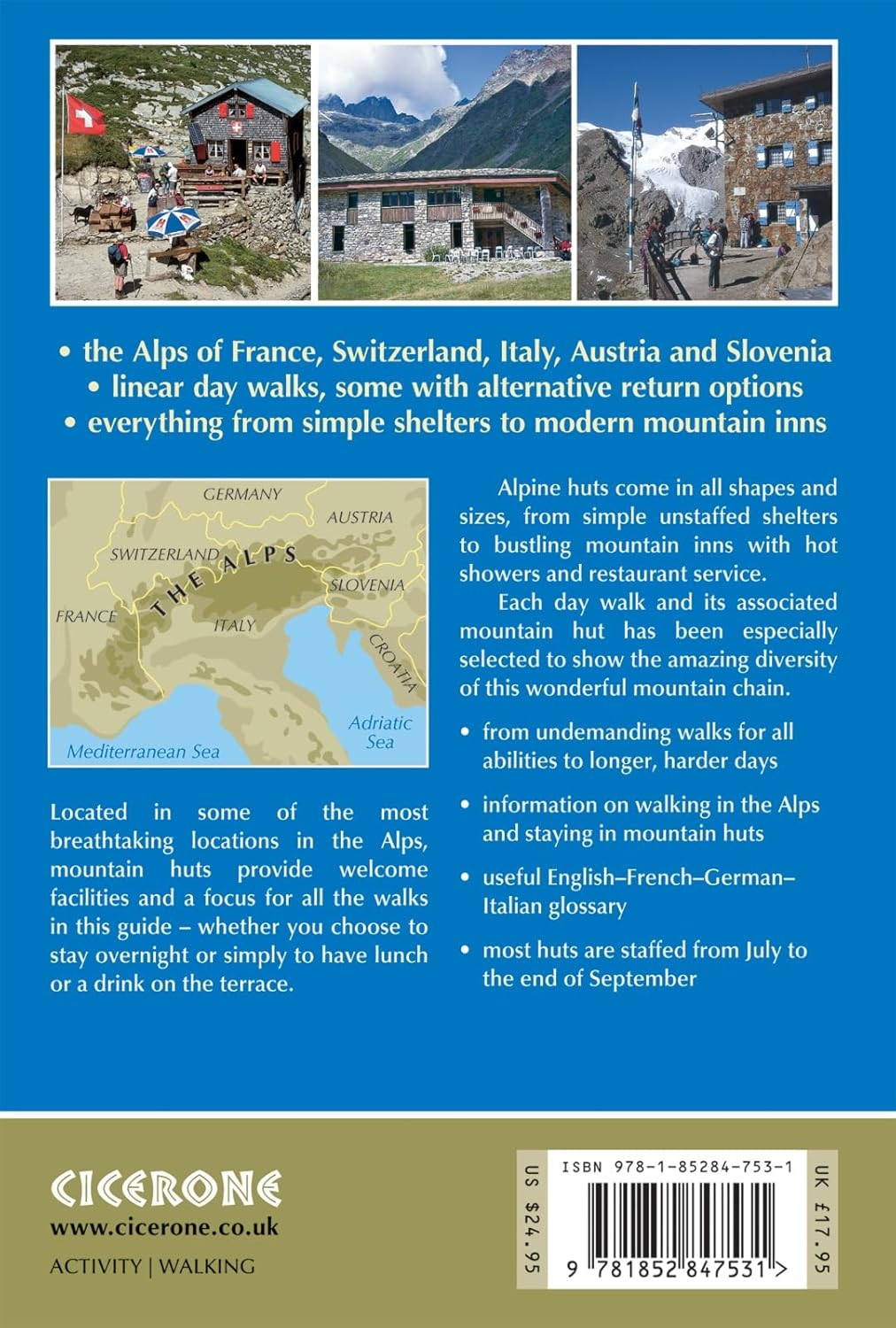 100 Hut Walks in the Alps: Routes for Day Walks and Overnight Stays in France, Switzerland, Italy, Austria and Slovenia image number 1