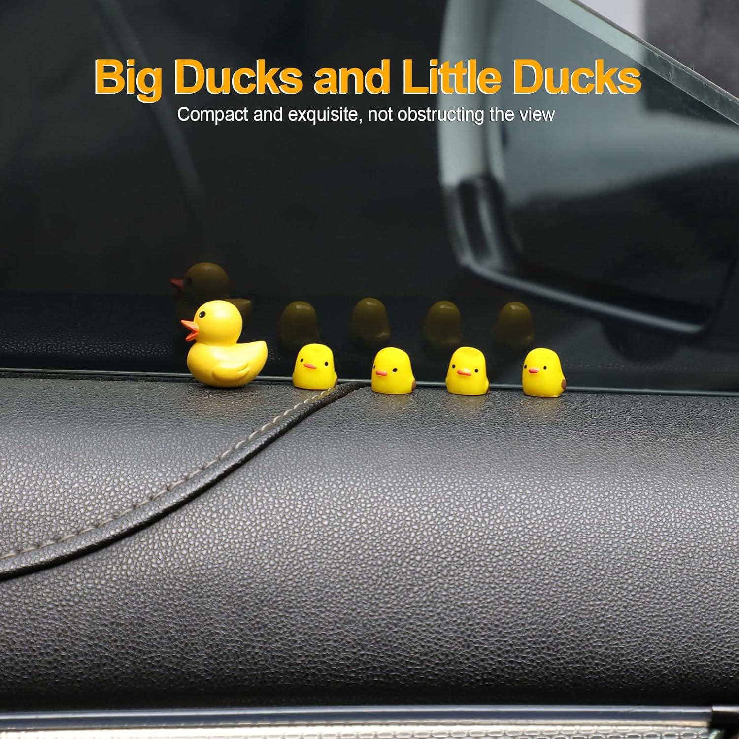 Cute Car Rearview Mirror Accessories, 20 PCS Mini Ducks Car Dashboard Decorations, Cartoon Animals for Automotive Interior Ornaments, Window Edges, Home Decors (Duck) image number 6