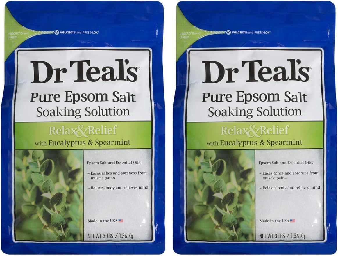 Dr Teal'S Eucalyptus and Spearmint Pure Epsom Salt Soaking Solution, 1.36 Kg (Pack of 2) image number 2