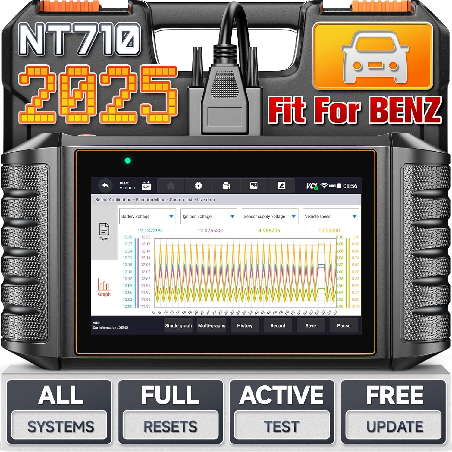 FOXWELL NT710 Fit for Mercedes-Benz MB Sprinter Diagnostic Tool, Full System OBD2 Scanner Bidirectional Control, Air Suspension ABS SRS ESP BAS A/C Code Reader, All Service Oil EPB Reset CKP Relearn image number 1