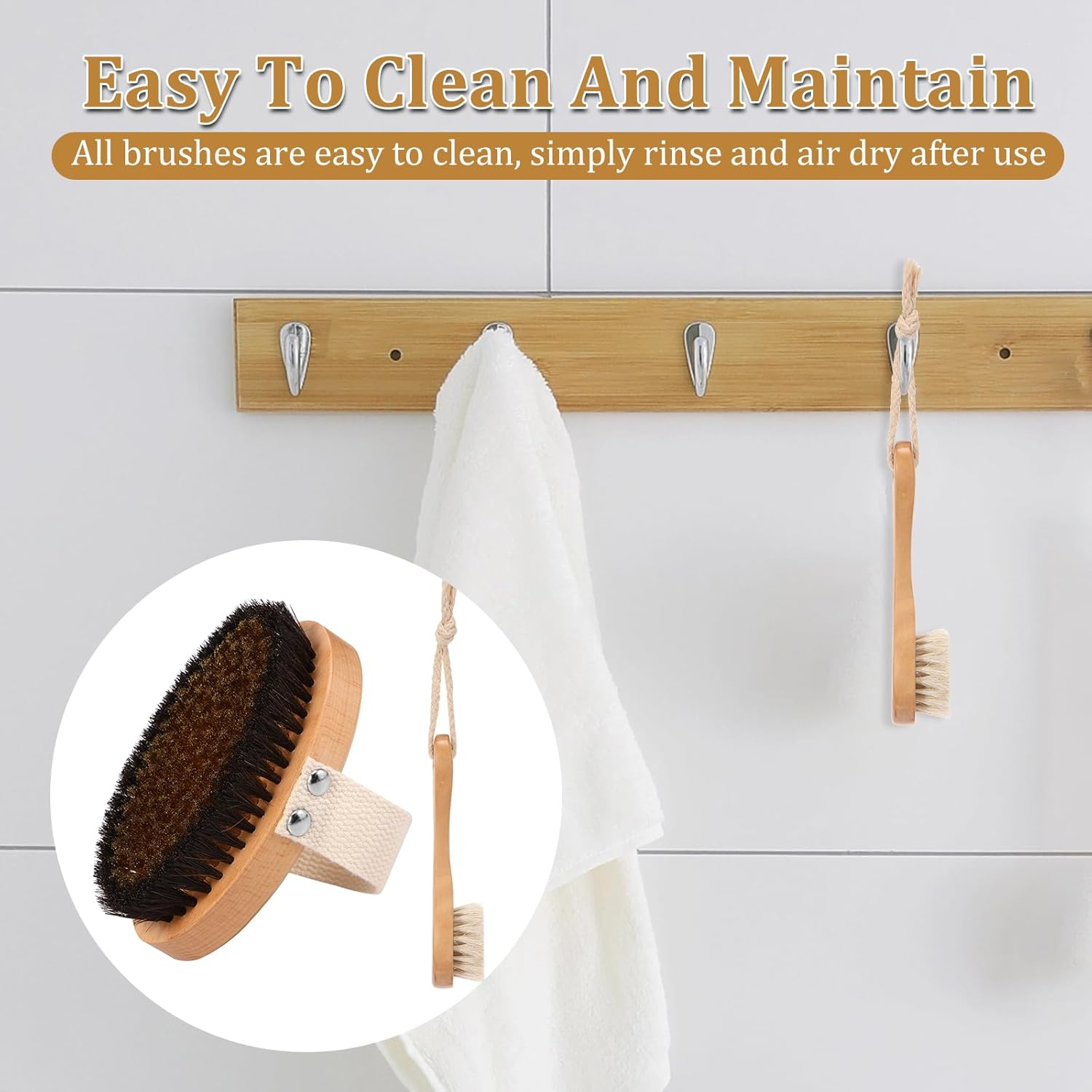 2 Pcs Dry Brushing Body Brush Set - Efficient Multifunctional Body Scrubber Kit | Ideal for Shower & Bathing | for Women & Men