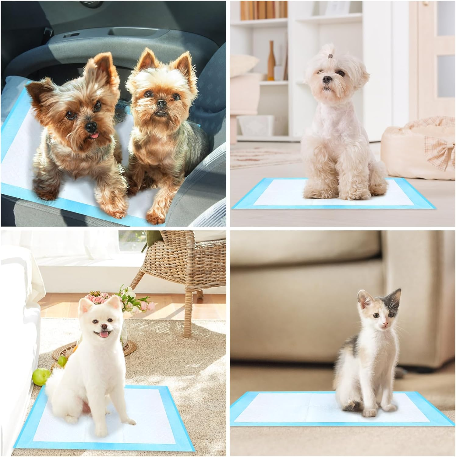 Pack of 100 PIPI Mats for Dogs, 33 X 45 Cm Training Pads, Puppy Toilet Mat, Pee Mat, Training, Leak-Proof 5-Layer Design with Quick Drying Surface for Kittens and Puppies image number 4