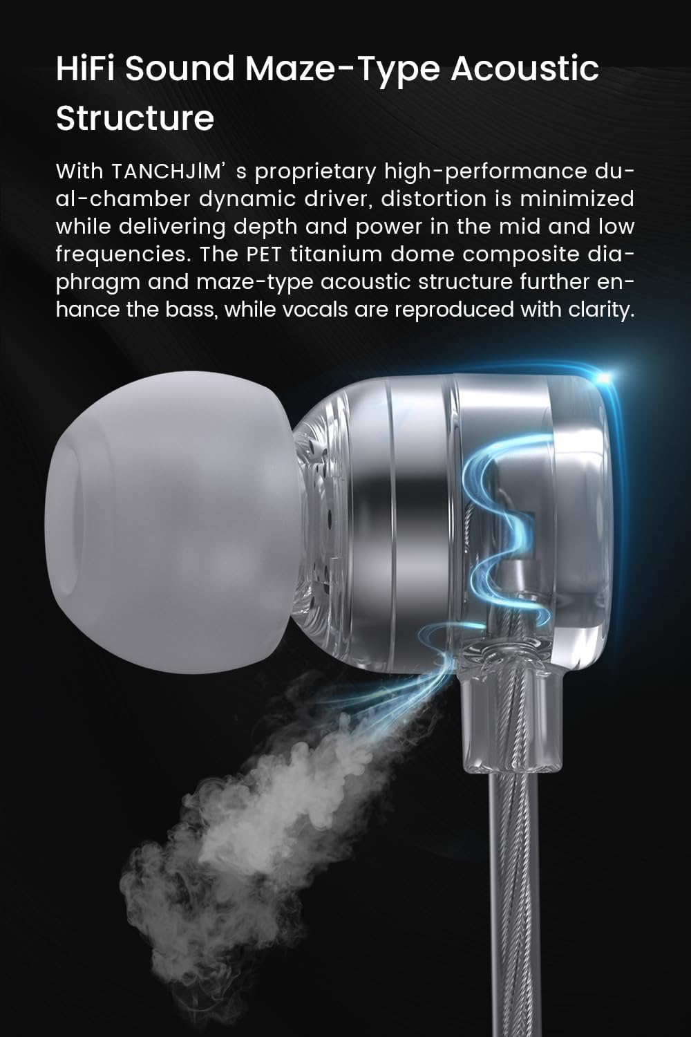 TANCHJIM Zero Ultimate In-Ear High Sound Quality Wired Hifi round Hole Universal Earphone Wired Earphones Headphones Gaming IEM Earburds (DSP)