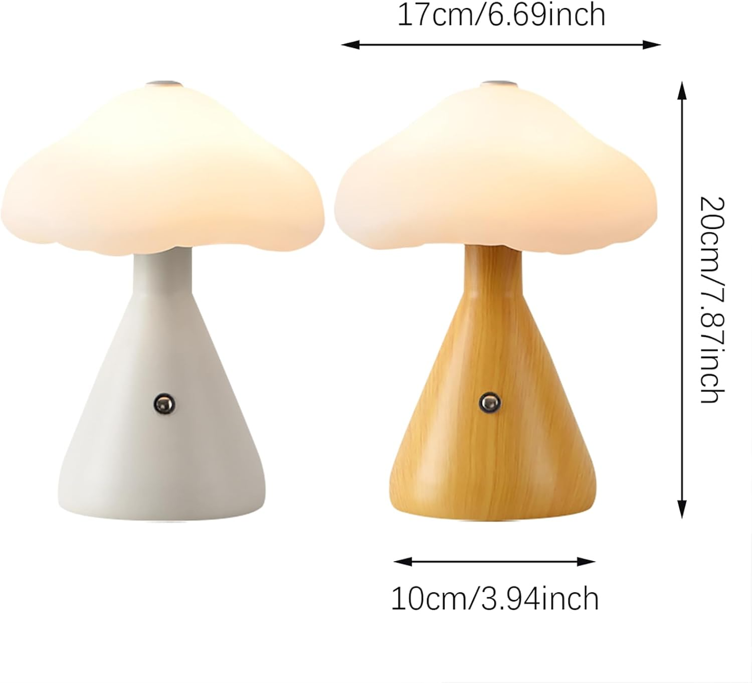 Shenzhi Tech LED Mushroom Table Lamp, USB Rechargeable Desk Lamp, Touch Controlled Dimmable Indoor Night Light for Home Decor Bedside Room (Wood Color) image number 5