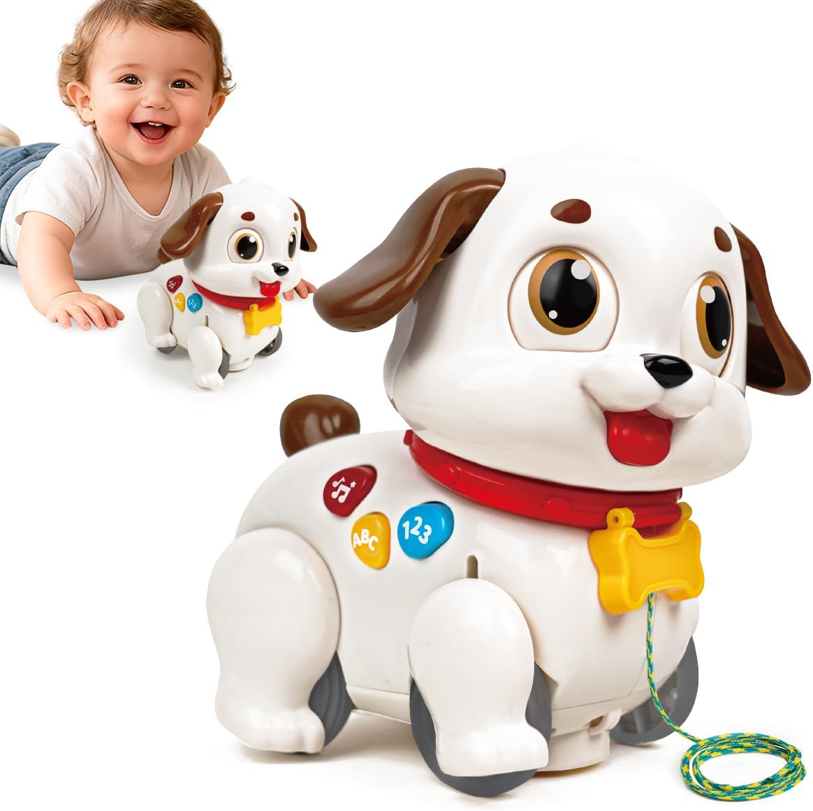 Kaekid Baby Toys 6-12 Months Musical Dancing Puppy Tummy Time Toy, Crawling and Pull along Modes, Montessori Learning Toys, Christmas Birthday Gifts for Boys Girls 6-12-18 Months image number 1