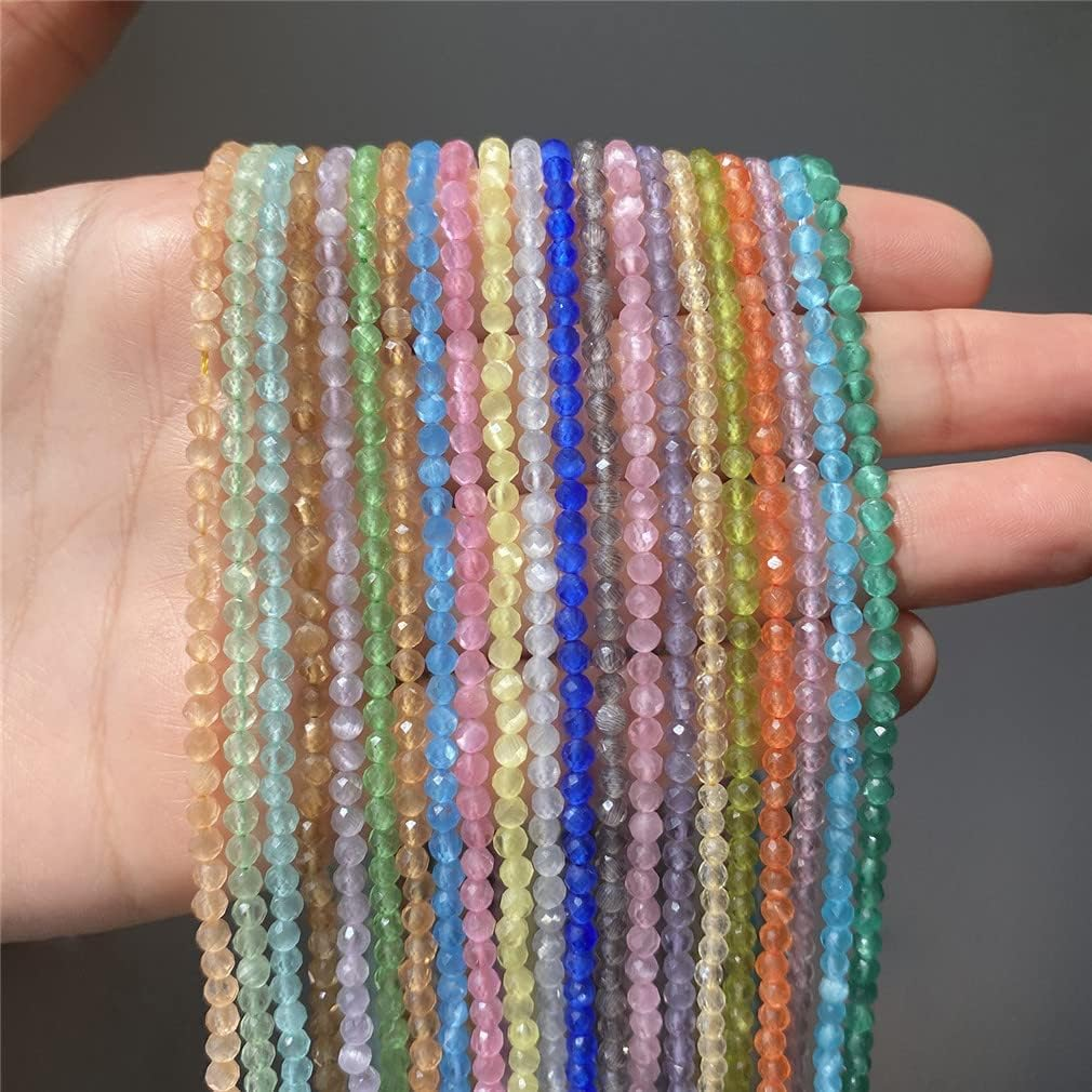 Natural Stone Faceted Multicolor Loose Beads for Jewelry Making Beadwork DIY Necklace 15 Inch image number 1