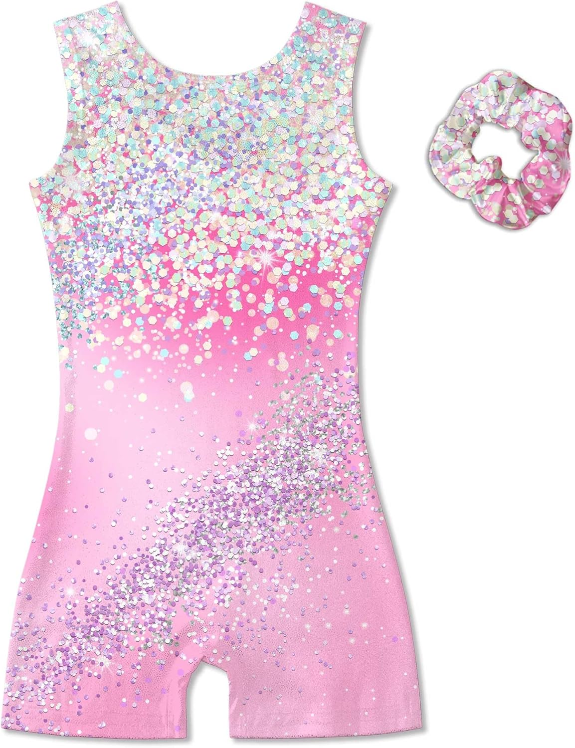 Vogseek Leotards for Girls Gymnastics Kids Biketards Size 4-12 with Scrunchie image number 2