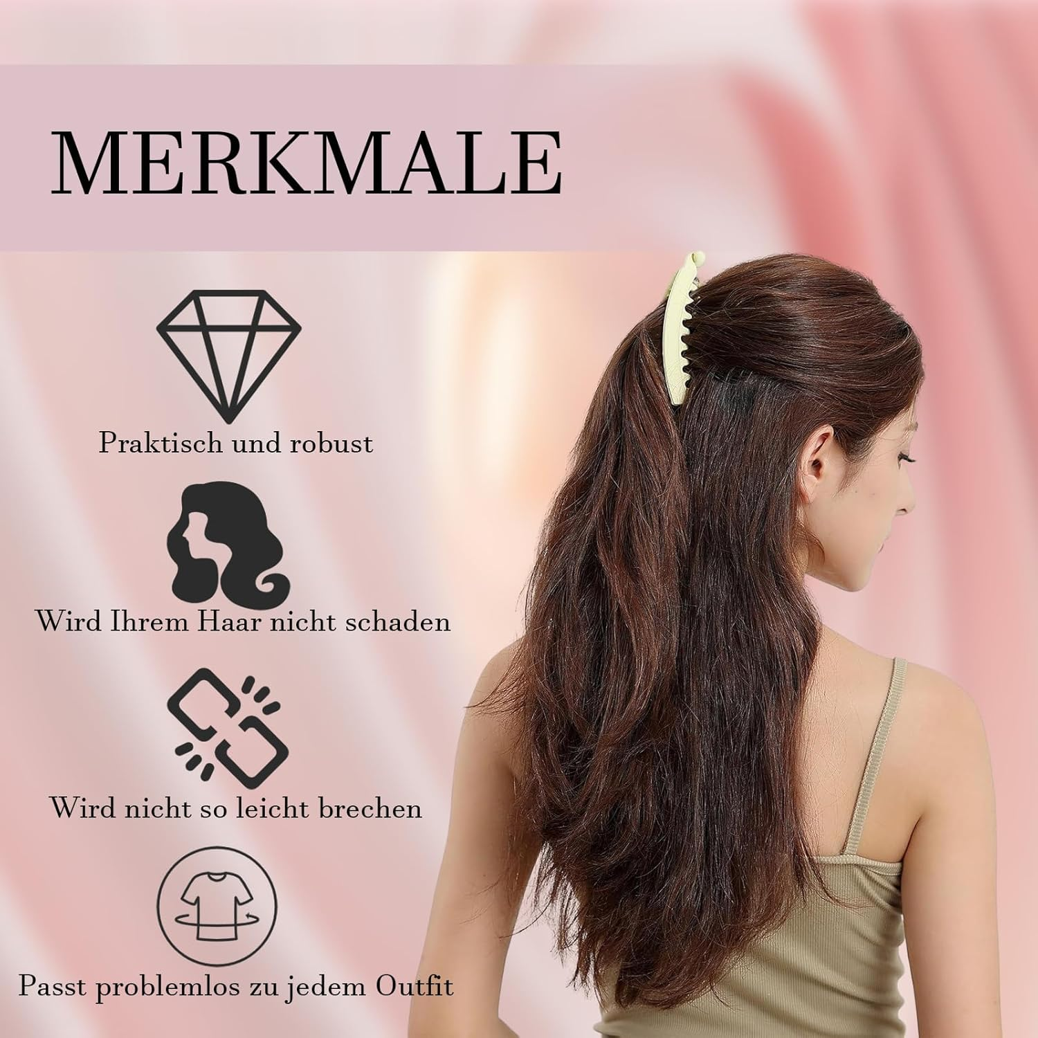 Pack of 6 Large Banana Clips, Non-Slip Ponytail Holder Clip, Vintage Hair Clip, Sturdy Banana Clip, Hair, Thick Hair, Large for Women and Girls, 6 Colours image number 4