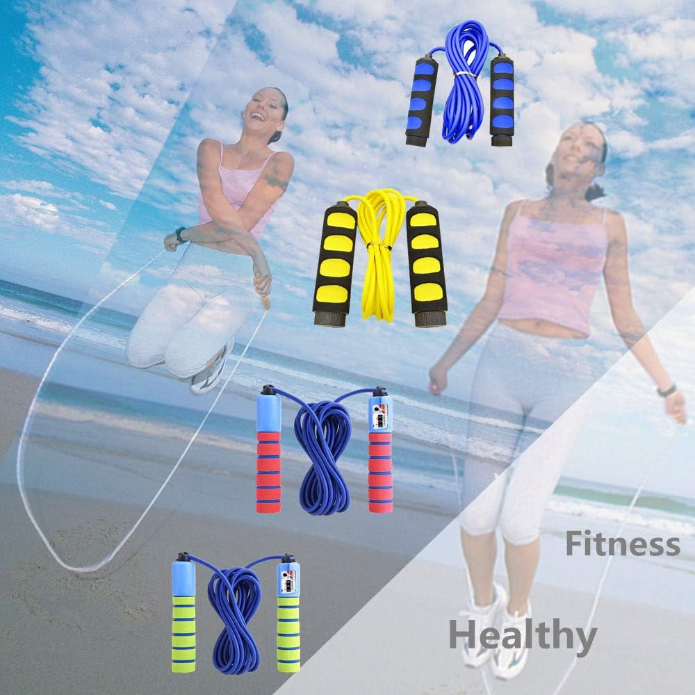 KINGSOO Jump Rope,2 &1 Pack Speed Jump Rope Women Adult Kid,Adjustable Lightweight Rope for Heart Boxing Equipment Exercise image number 4