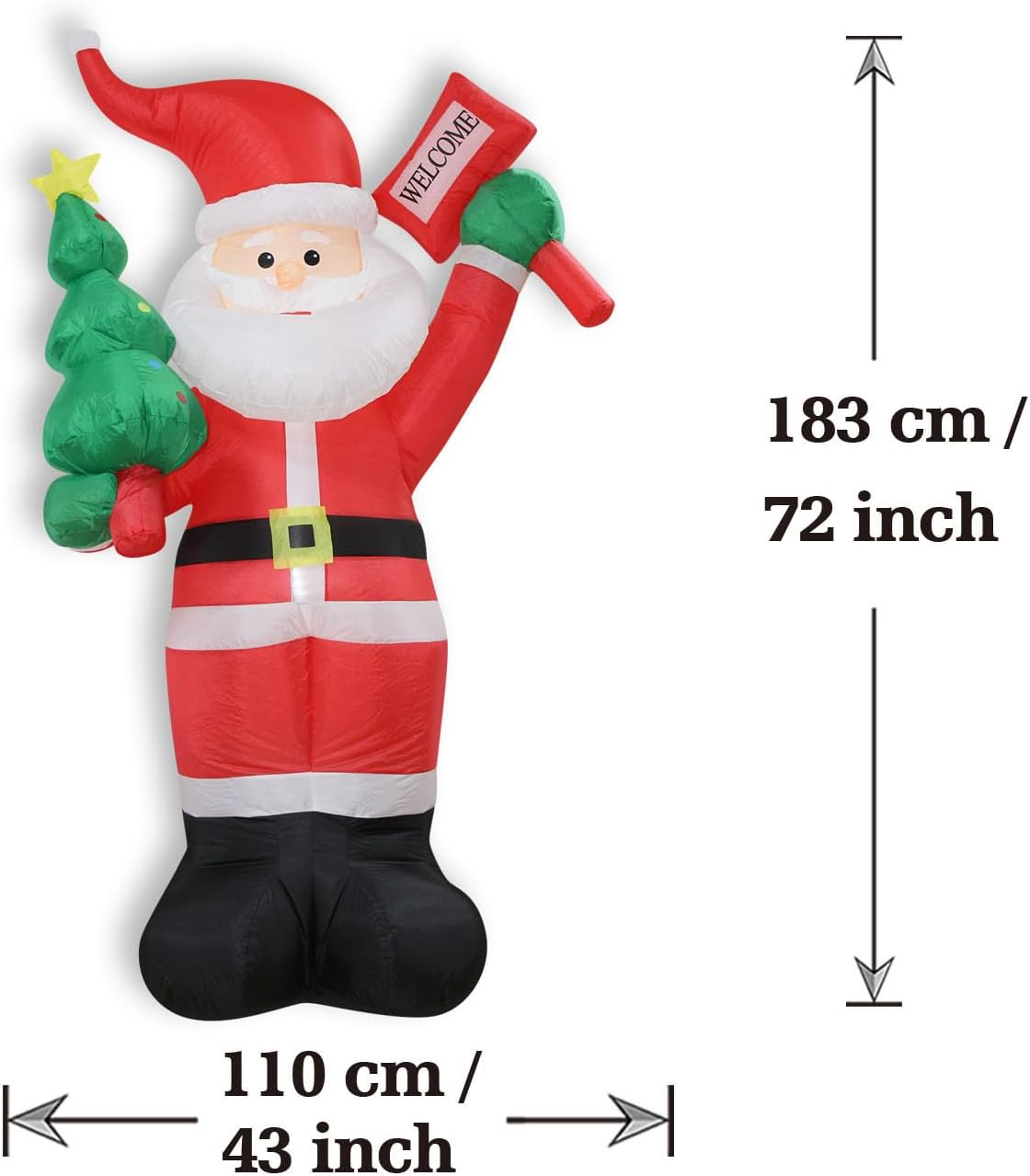 Christmas Inflatables Santa Holds Tree Welcome Lighted Yard Lawn Inflatable Decoration Holiday Party Decor, Christmas Decor Blow up Outdoor Yard Lawn Decoration (6FT- Santa Holds Tree & Welcome)