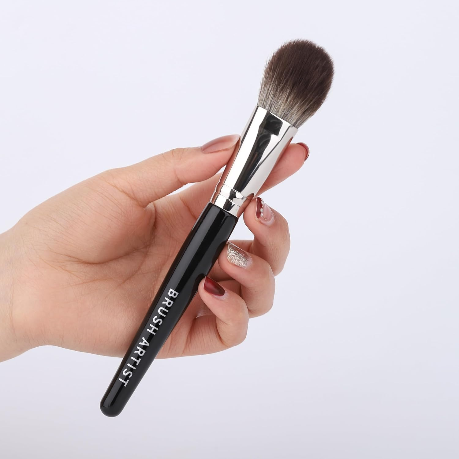 BRUSH ARTIST 12 Pcs Premium Synthetic Black Silver Makeup Brush Set with Foundation Sponge, Face Powder Brush, Contour Brush, Blush Brush, Eyeshadow Brush, Eyebrow Brush, Concealer Brush image number 1