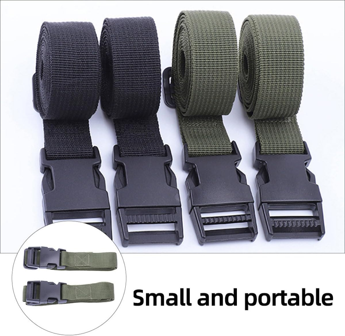 CIMAXIC 2Pcs Military Green Tie down Straps with Buckle for Camping and Outdoor Gear Nylon Lashing Straps for Backpacks Luggage Fastening Belt for Secure Cargo and Travel image number 4