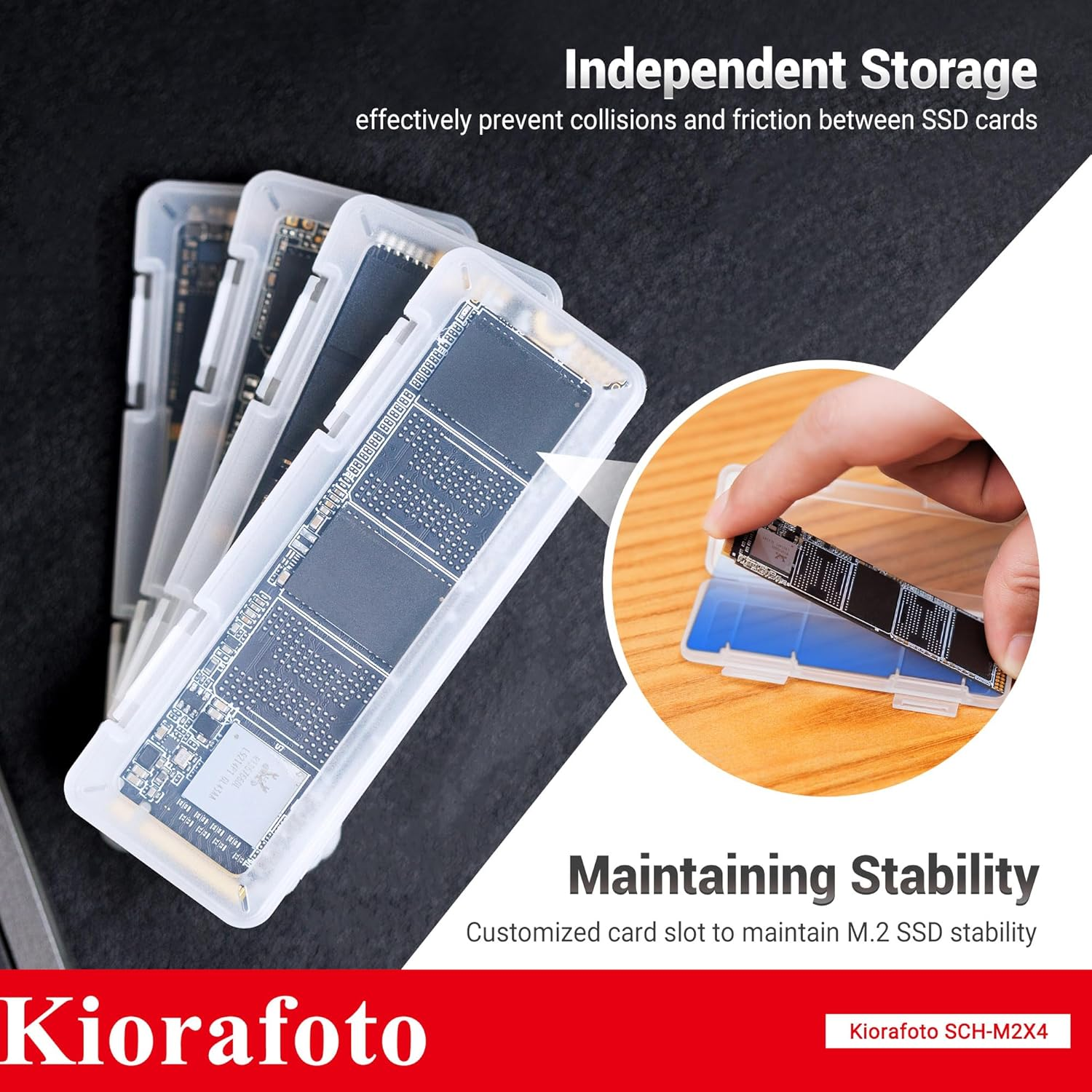 4 Pack Clear Plastic M.2 2280 2260 2242 2230 SSD Case, Portable M.2 Nvme SSD Case Protective Box M.2 2280 Holder Storage with Label, Individual M.2 Drive Storage Case Anti-Static & Shockproof