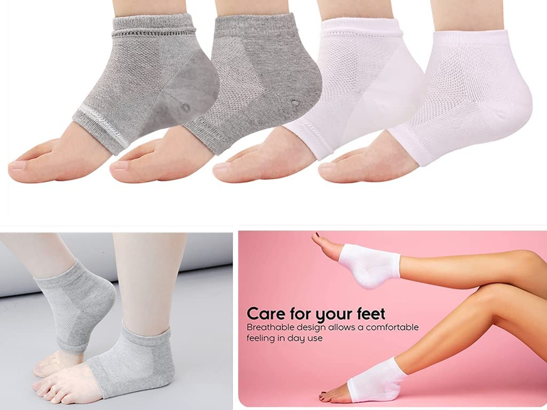 Heel Moisturizing Socks for Cracked Heel Treatmentstop Cracked Heels in Their Tracks Plantar Fasciitis Insert Pad Gel Heel Cushion Silica （ 2 Pairs） image number 1