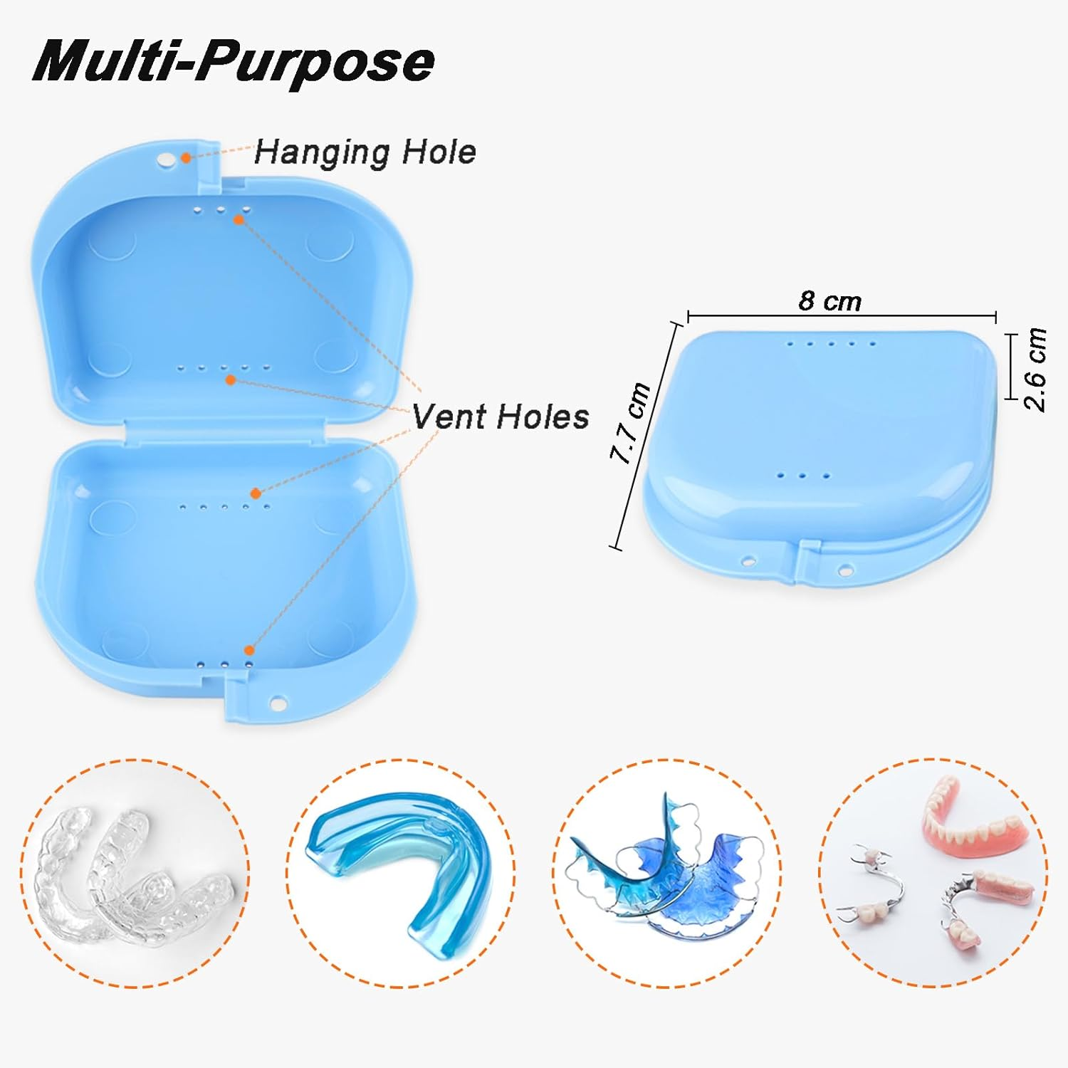 5 PCS Clear Aligner Removal Tool, Accessories for Disassembly of Oral Care, 2 PCS Portable Retainer Container Case with Vent Holes, Retainer Box Retainer Denture Box for Clean/Storage/Travel