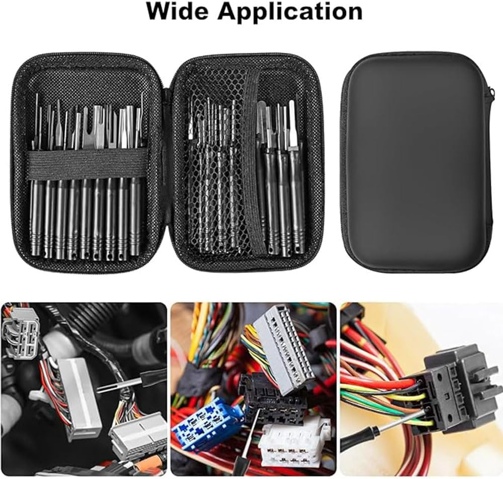 Terminal Removal Tool Kit 30 Pcs Depinning Tool Electrical Connector Pin Removal Tool Kit Pin Extractor Tool Set Wire Terminal Release Tool for Automotive Car Household Devices for Most Terminals