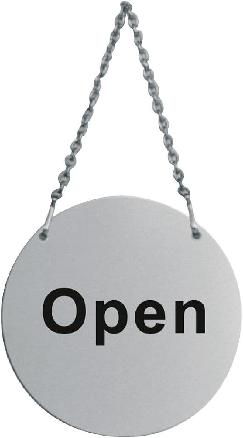 Vogue Stainless Steel Open/Closed Door Sign with Hanging Chain
