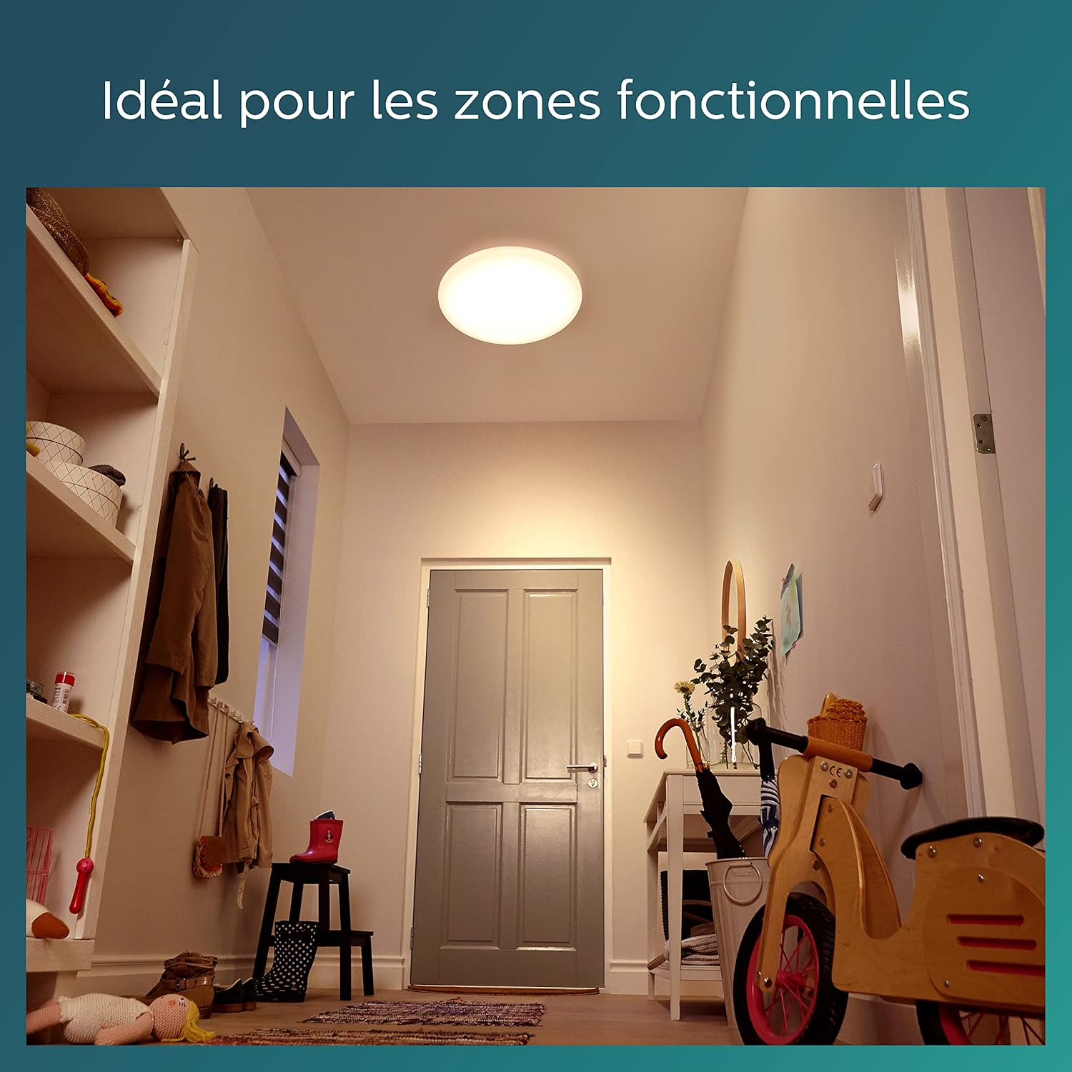 Philips LED Shan Ceiling Light with Motion Sensor 2700K 12W [Warm White - White] for Indoor Home Lighting, Livingroom and Bedroom image number 6