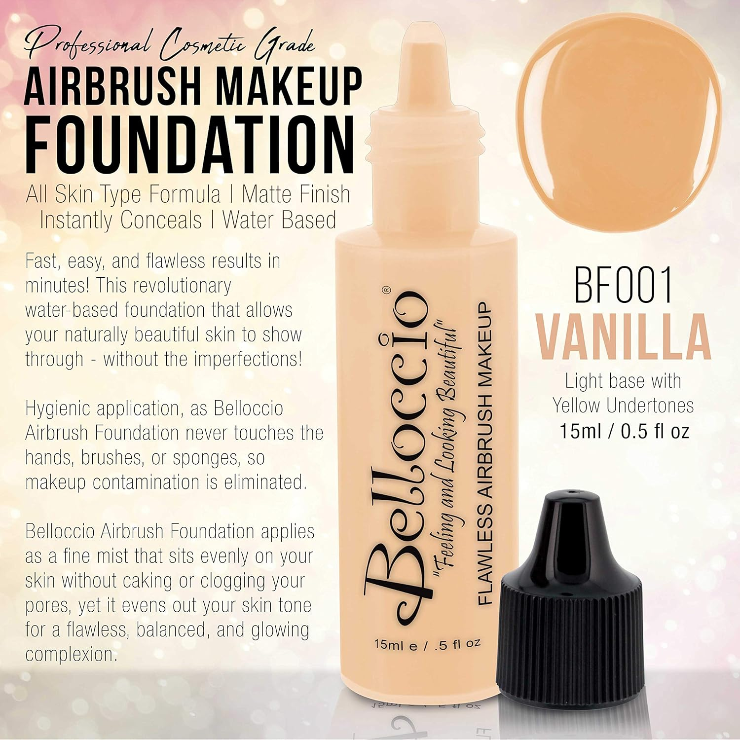(Vanilla) - Belloccio Makeup Foundation Shade Half Ounce: Vanilla