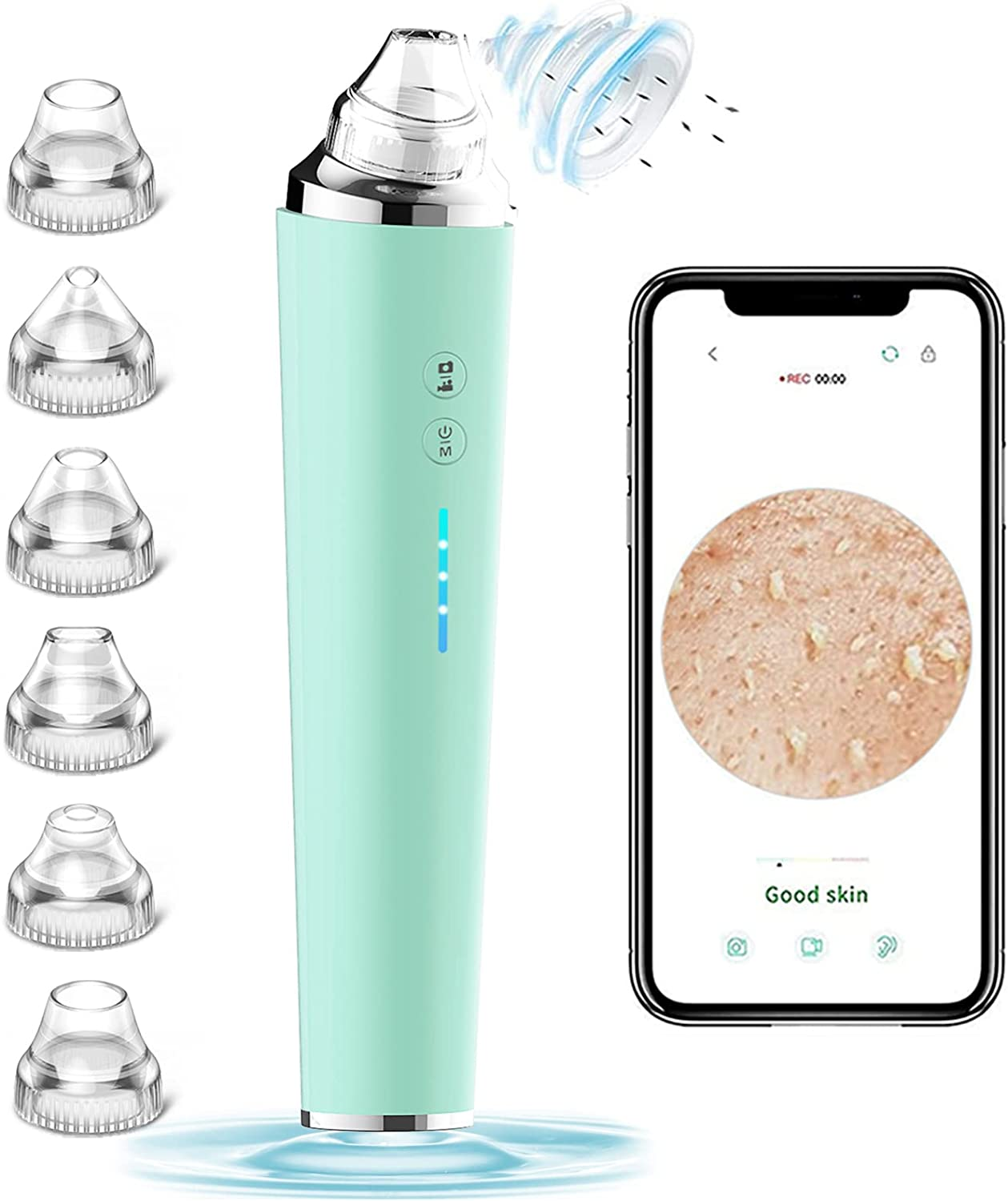 Blackhead Remover Pore Vacuum with Camera, Black Head Remover Suctioner 3 Suction Power & 6 Probes, Wifi Real-Time Skin Screen,Upgraded Pimple Vacuum Acne Comedone Extractor