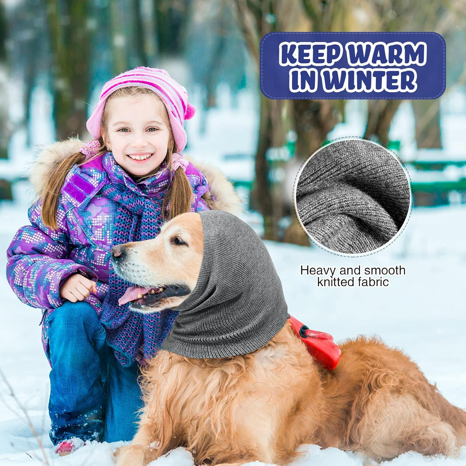 Saintrygo 4-Pack Dog Ear Covers - Noise Reducing, Comfortable & Breathable Snoods for Dogs - Blue, Pink, Purple - Small, Middle, Large image number 5