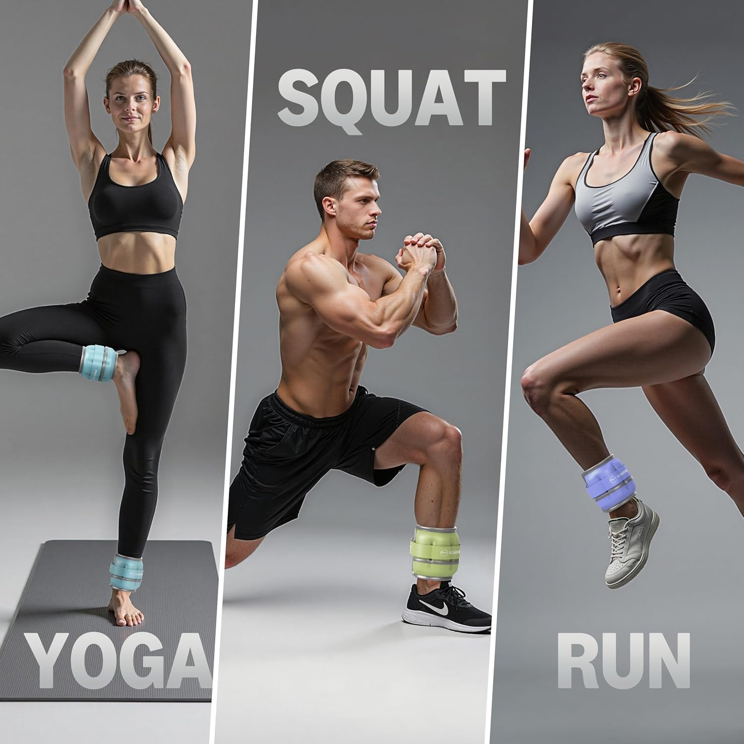 PROIRON Adjustable Ankle Weights Wrist Leg Weights for Women Men 0.5Kg-2.5Kg in Pair Reflective Ankle Weight Set for Fitness Exercise Jogging Aerobics - Blue image number 4