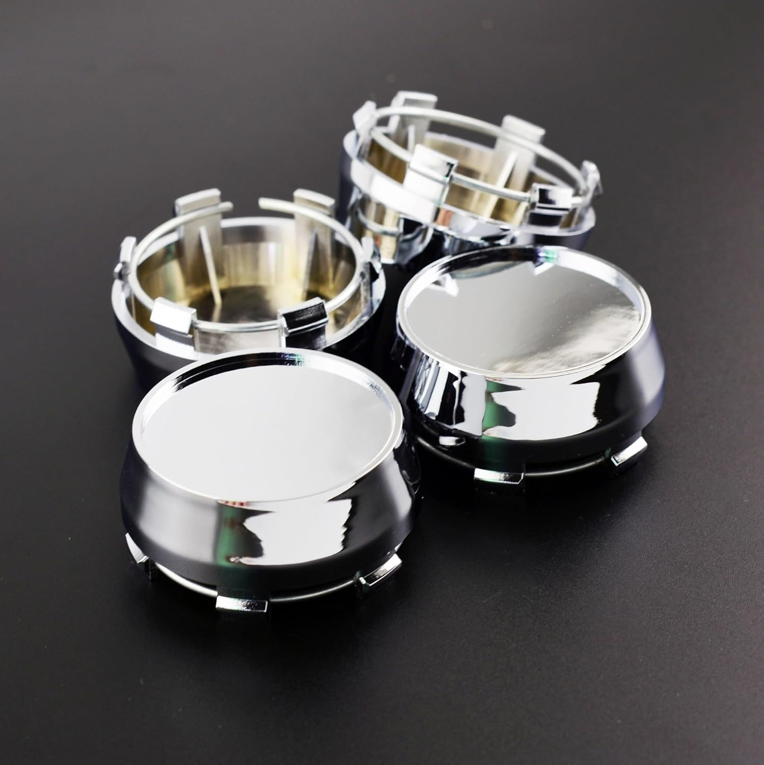 QXKSPG 4 PCS 60Mm 56Mm Chrome Silver Car Wheel Center Hub Caps Cover H-154 Rims Auto Accessories Wheel Trims Set image number 2