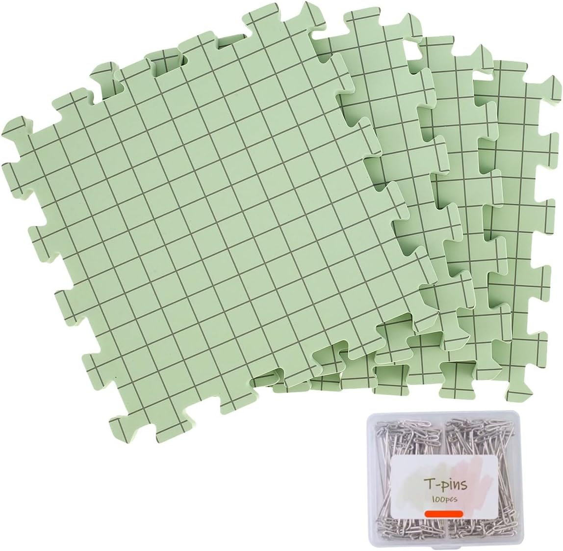 4PCS Blocking Mats for Knitting & Crochet Projects, 0.75In Extra Thick Foam Crochet Blocking Board with 100 T-Pins, Grid Blocking Board, Reusable Foam Crochet Accessories for Knitting Lover image number 5