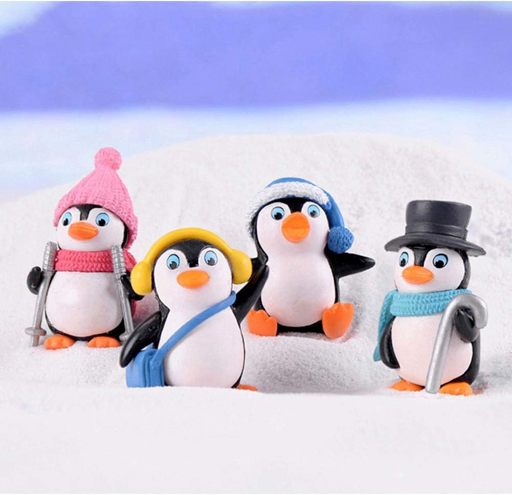 Jem 4Pcs Cute Landscape Penguin Ornament, Penguin Garden D&eacute;cor Figurine, Mini Figure Collection Playset, Penguin Cake Topper image number 4