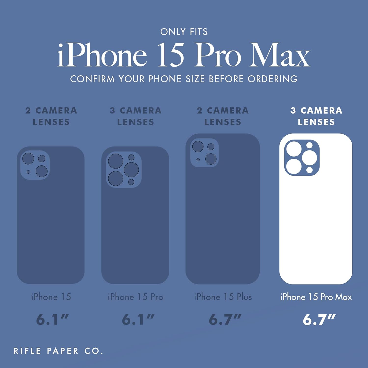 Rifle Paper Co. Iphone 15 Pro Max Case [Compatible with Magsafe] [12Ft Drop Protection] Cute Iphone Case 6.7" with Floral Pattern, Anti-Scratch Tech, Shockproof Material, Slim Fit - Garden Party Blue