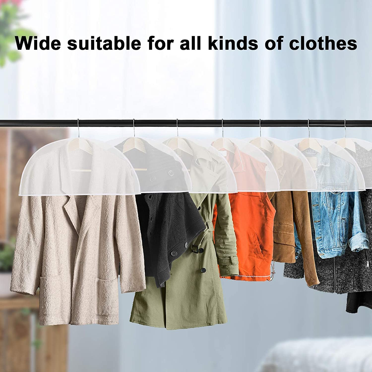 Shoulder Covers Plastic Hanger Covers for Clothes (Set of 12) Closet Clothes Protectors Breathable Clear Jacket Cover with 2" Gusset for Suit, Coat, Jackets, Blouses, Dress - 24'' X12" X2''/12 Pack image number 6
