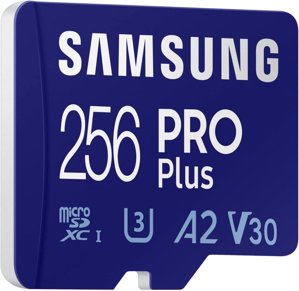 Samsung 256GB PRO plus Micro SD Memory Card/W Adapter, UHS-1 SDR104, Class 10, Grade 3 (U3), Read/Write up to 160Mb/S/120Mb/S