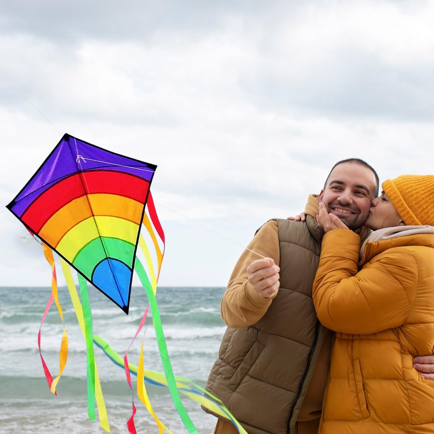 Voarge Dragon Adult Rainbow Eddy Diamond Dragon Flight Kite Outdoor Toy with 80 M Kite String for Games and Outdoor Activities image number 2